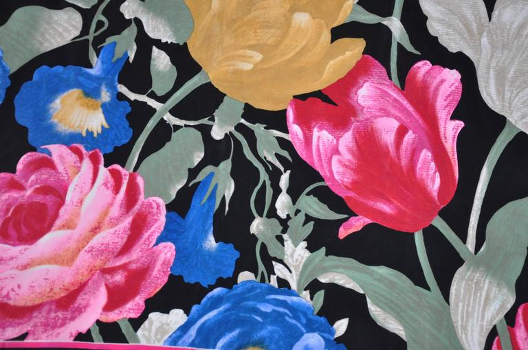 Black Saldarini (Paris) Bold Multi-Color Abstract Floral Silk Scarf For Sale