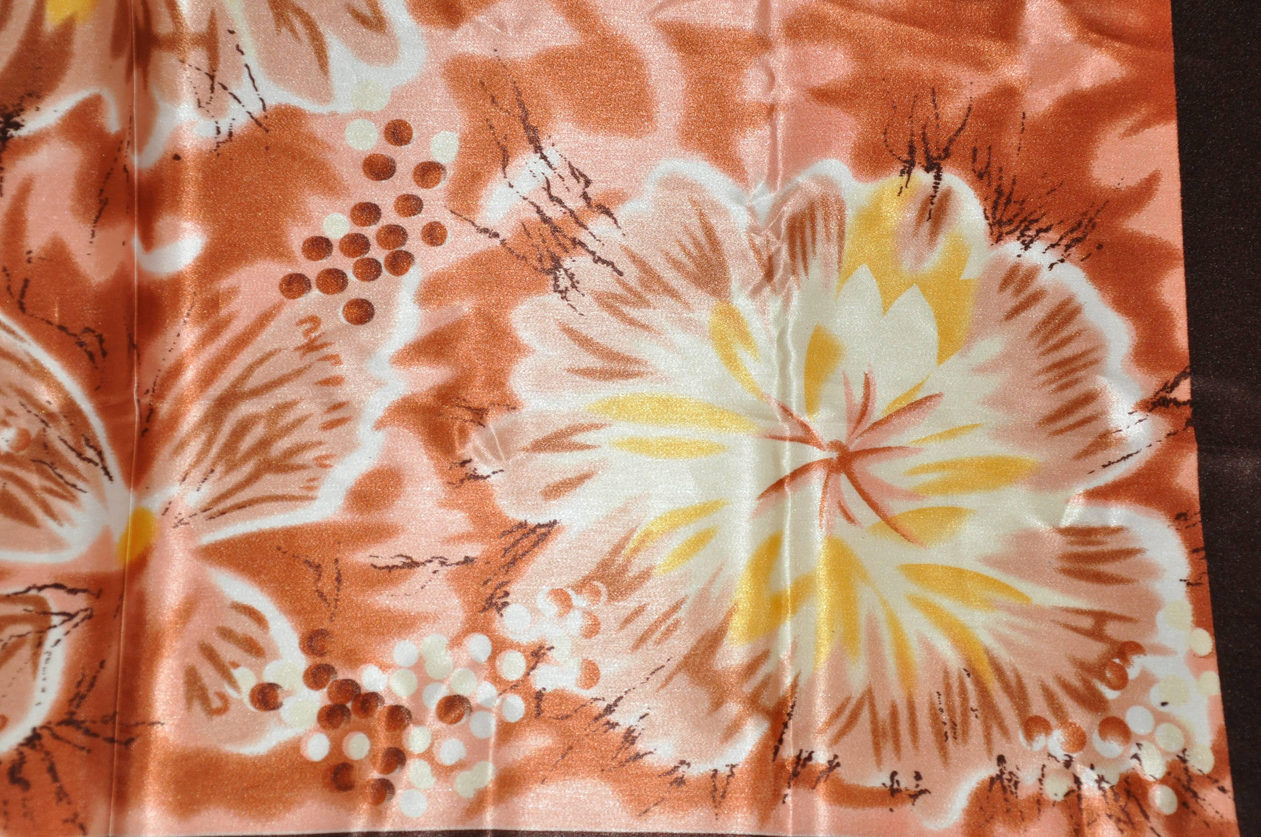         Ted Lapidus large multi-color floral print silk scarf measures 39