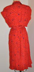 Silk Studio Bold Red & Navy "Floral Boutique" Silk Swing Dress with Tie Belt