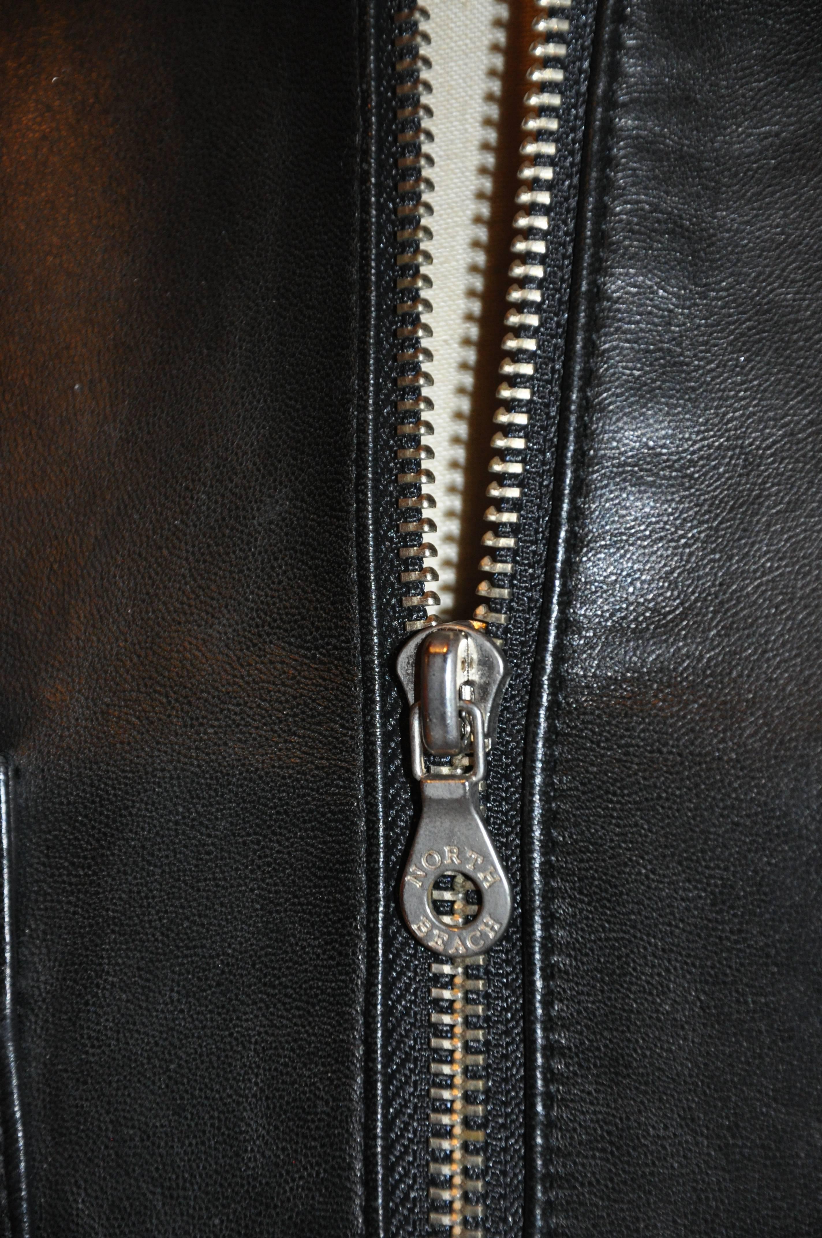 Women's or Men's Michael Hoban/North Beach Leather Black Lambskin Zipper Vest Top