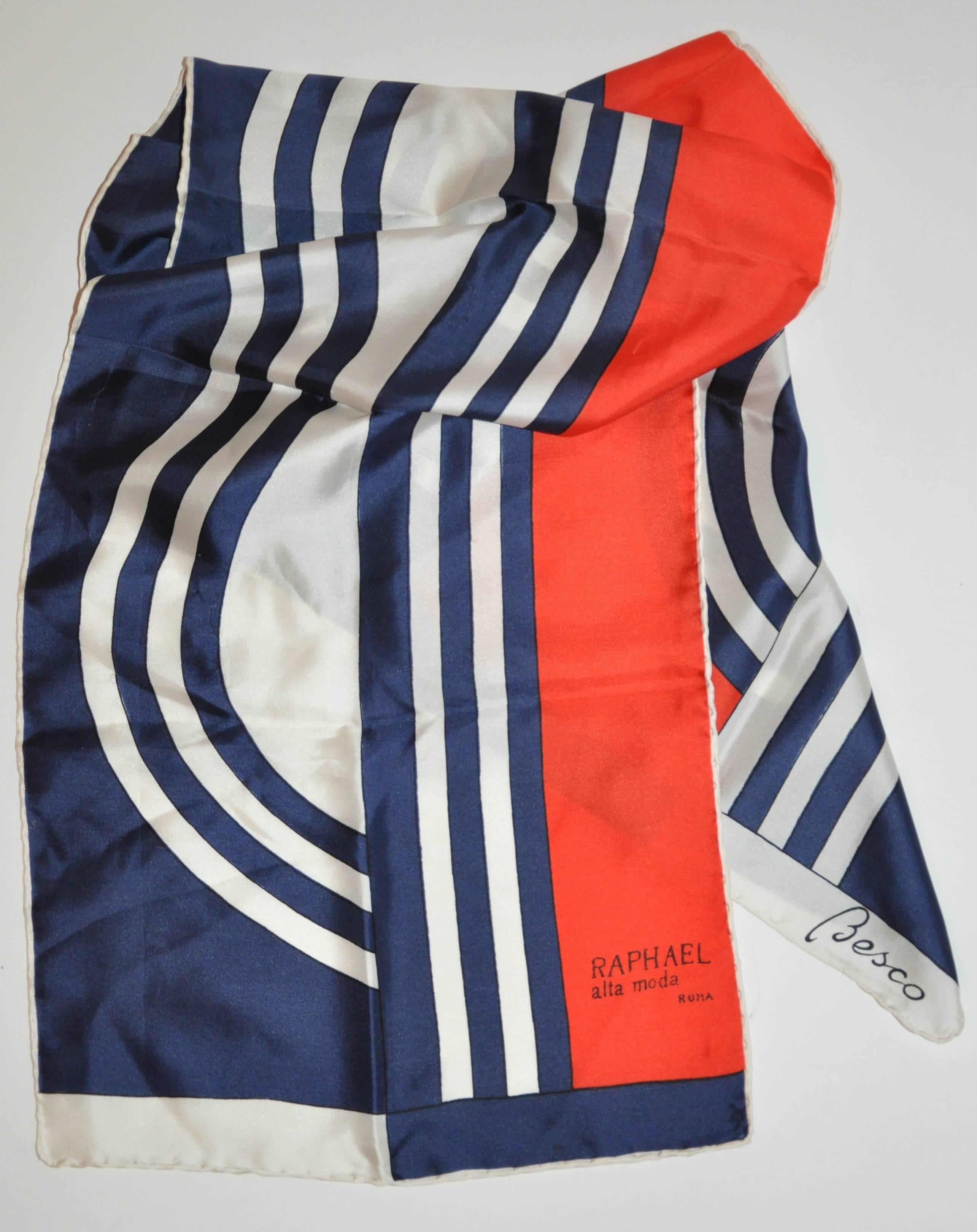 Besco for Raphael alta moda Red White and Blue Rectangle Scarf For Sale ...