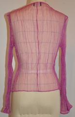 Georgio Armani "Boutique" Sheer Fuchsia with Silk Cord Accent Zippered Top