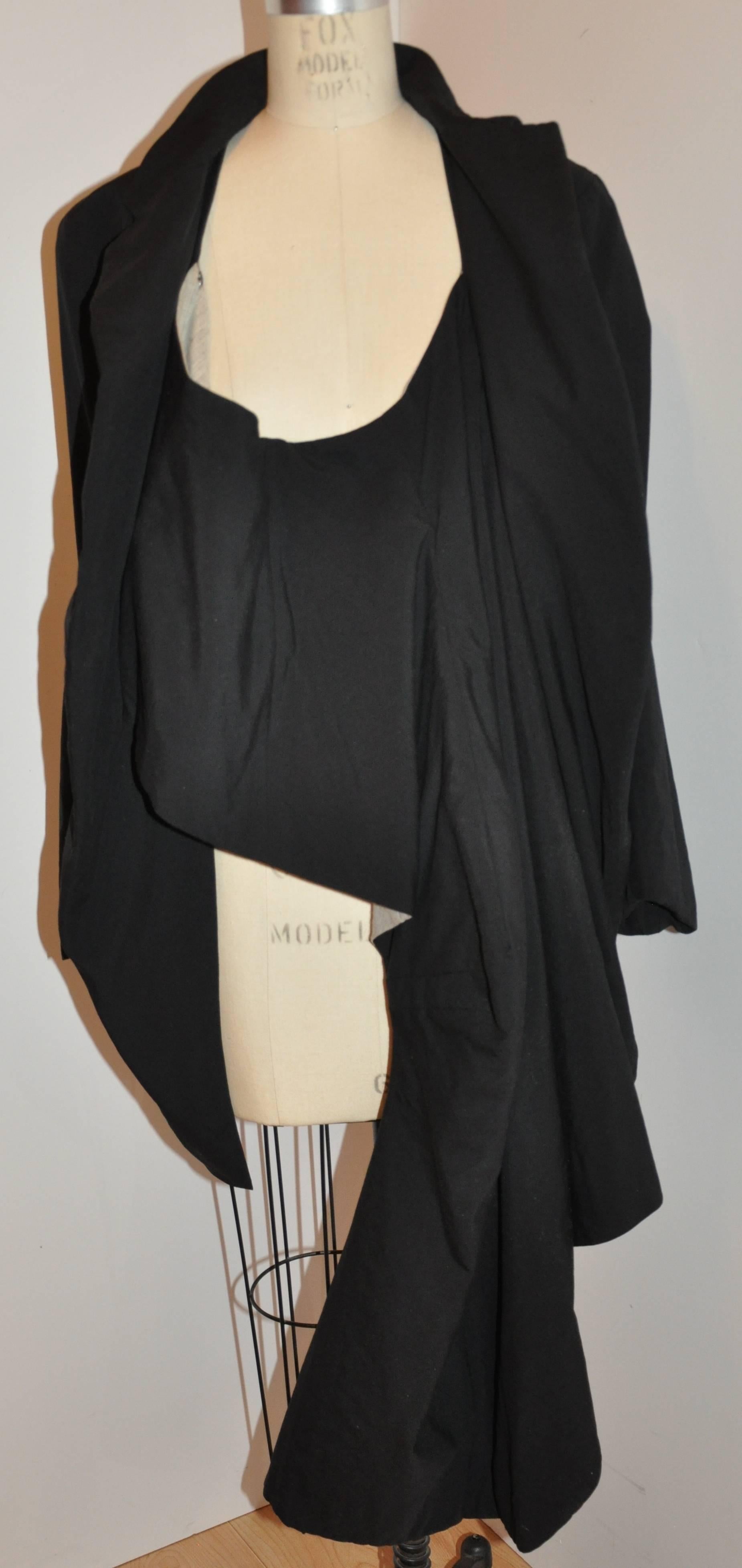Women's or Men's Rare Comme des Garcon Black Deconstructed Draped Jacket For Sale