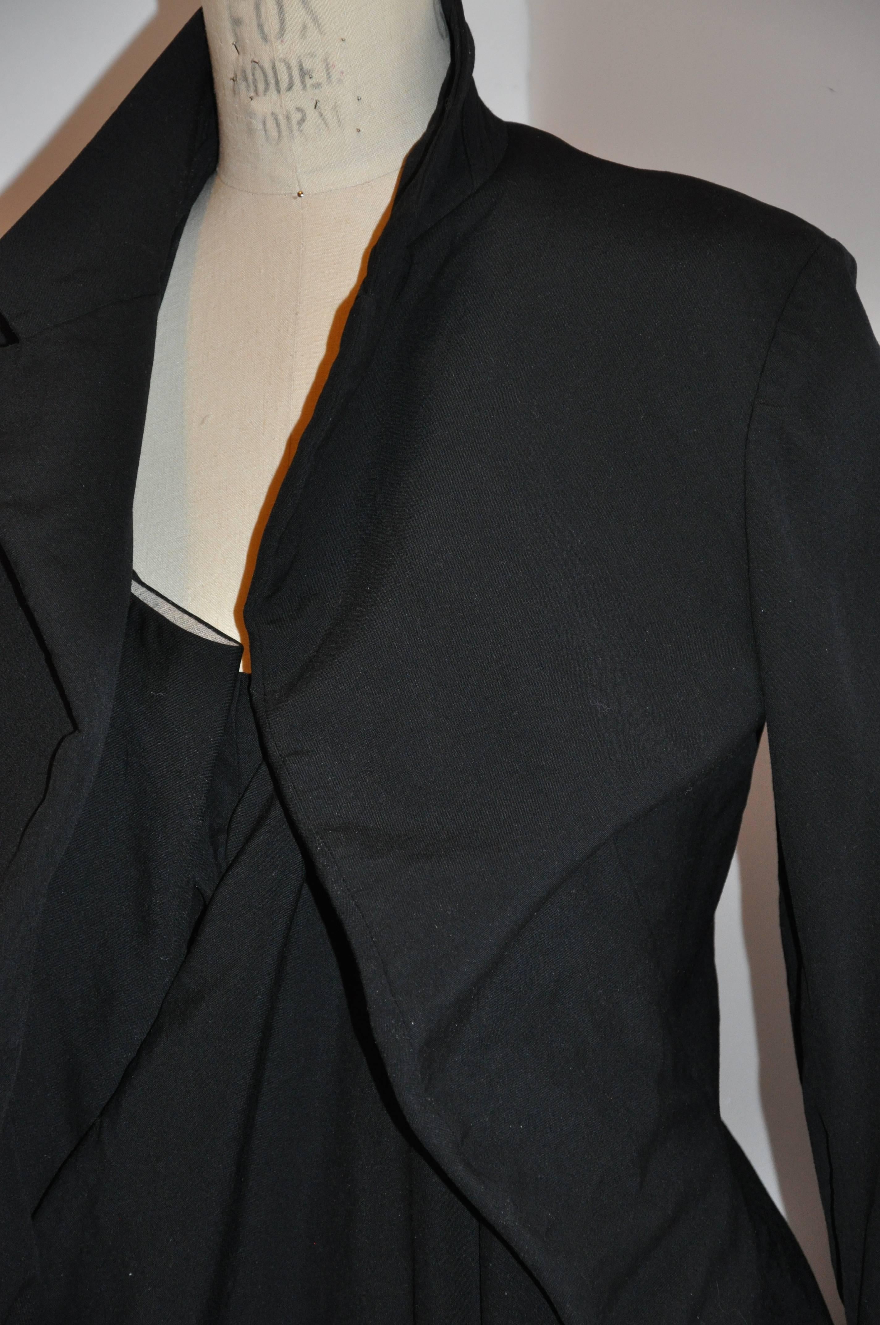 Rare Comme des Garcon Black Deconstructed Draped Jacket For Sale 2