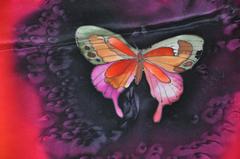 Multi-Color Hand-Dyed "Butterflies" Silk Scarf
