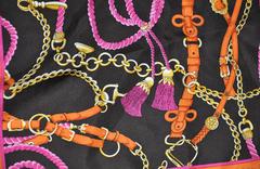 Multi-Colored "Chain & Horse bit" Silk Scarf