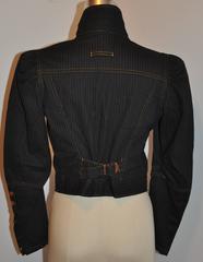 Jean Paul Gaultier Dark Denim Cropped Jacket With Detailed Sleeves