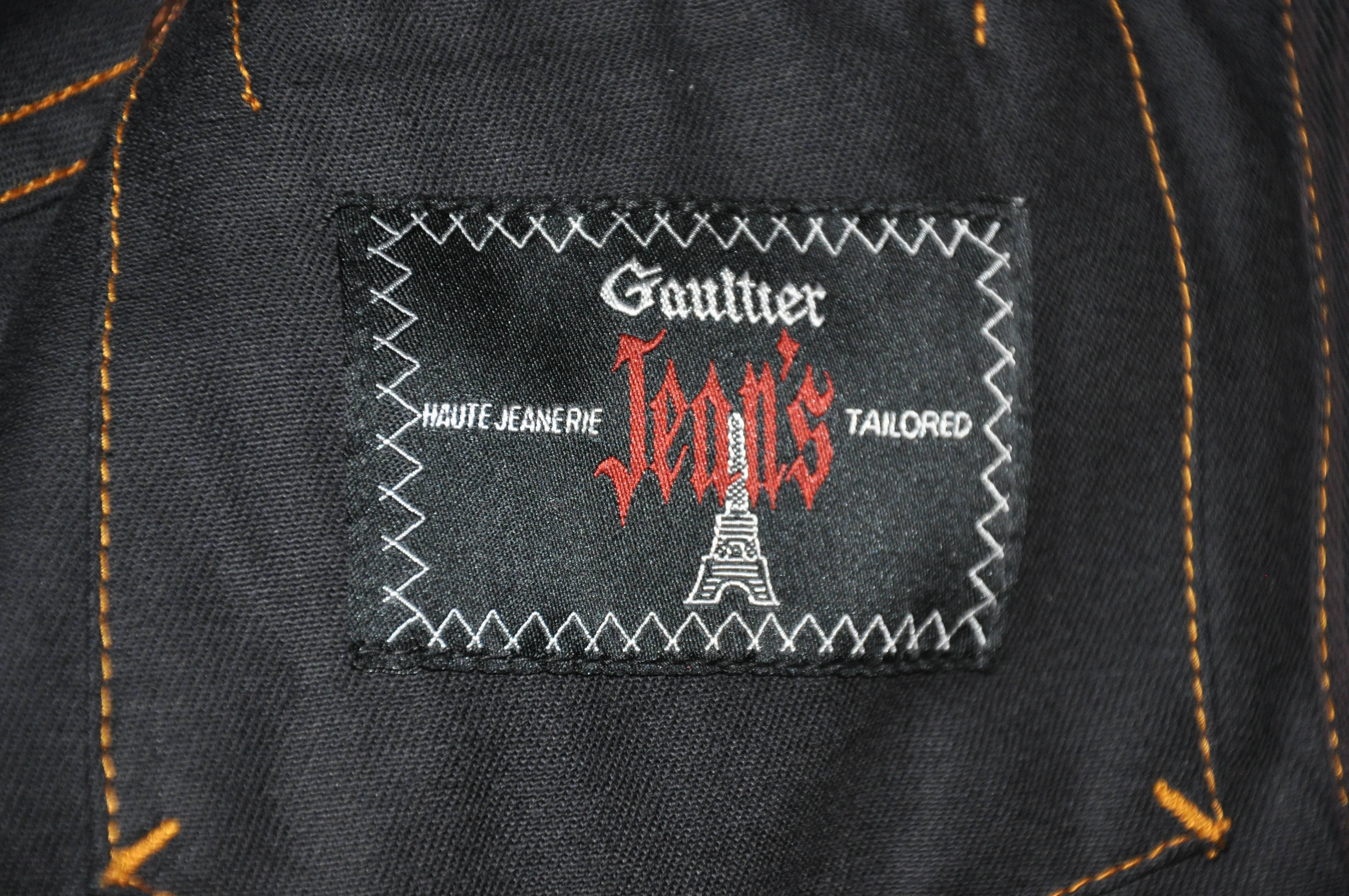 Jean Paul Gaultier Dark Denim Cropped Jacket With Detailed Sleeves For Sale 2