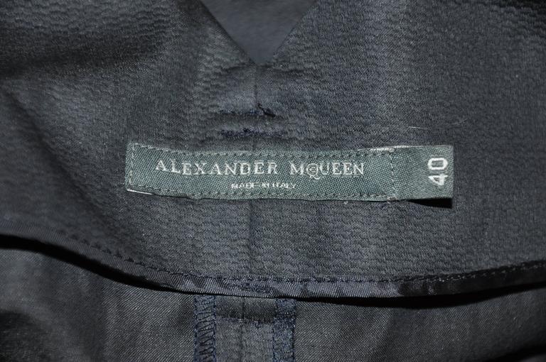 Alexander McQueen Navy Multi-Pleated Open-Front Button Skirt with Belt ...