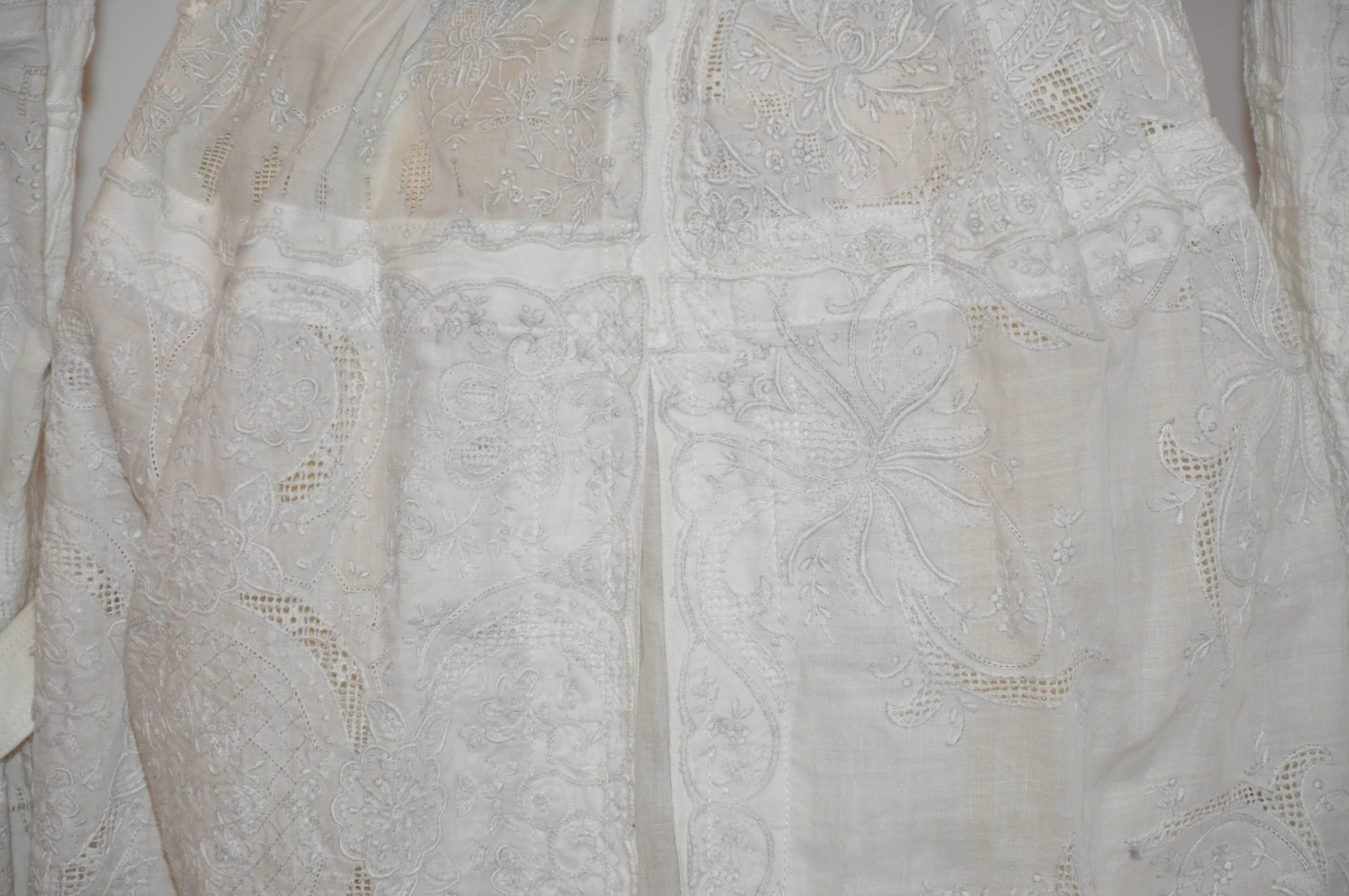 Gray Comme des Garcons Detailed Hand-Embroidered Linen Blend Trench For Sale