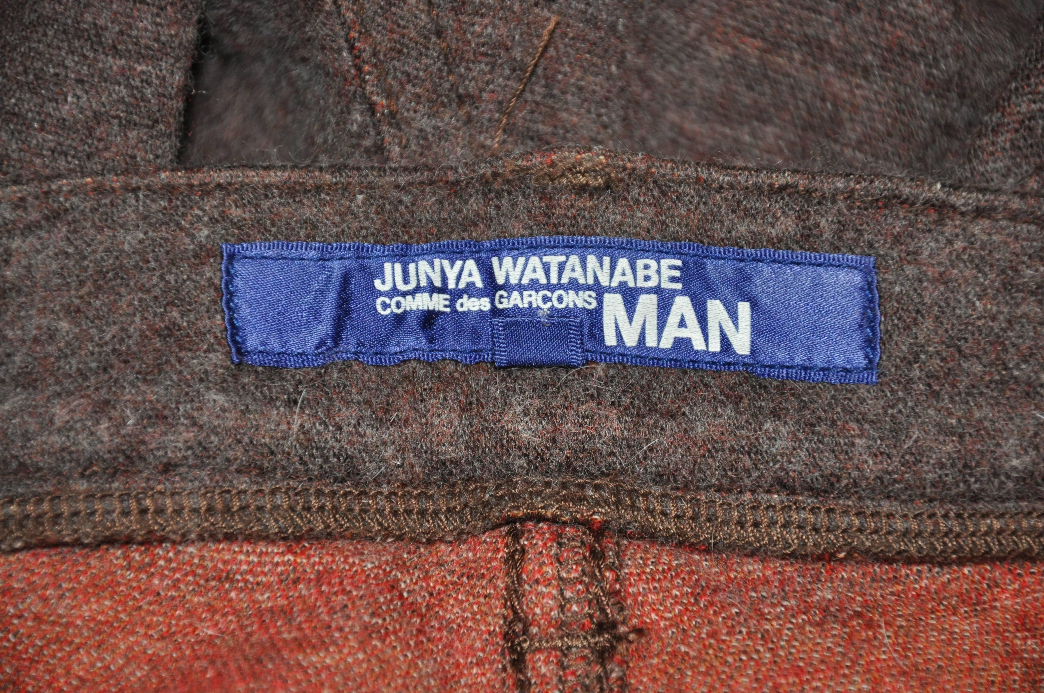         Junya Watanabe/Comme des Garcons multi-colored plaid men's five-pocket style trousers measures 38