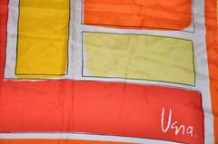 Vera Yellow & Orange Color Block Silk Scarf
