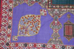 Oscar de la Renta Wool Challis Floral Palsey with Fringe Scarf