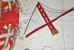 Gump's Detailed  "Multi-Scenes" Silk Scarf