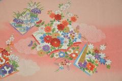 Japanese "Shades of Coral" Floral Silk Scarf