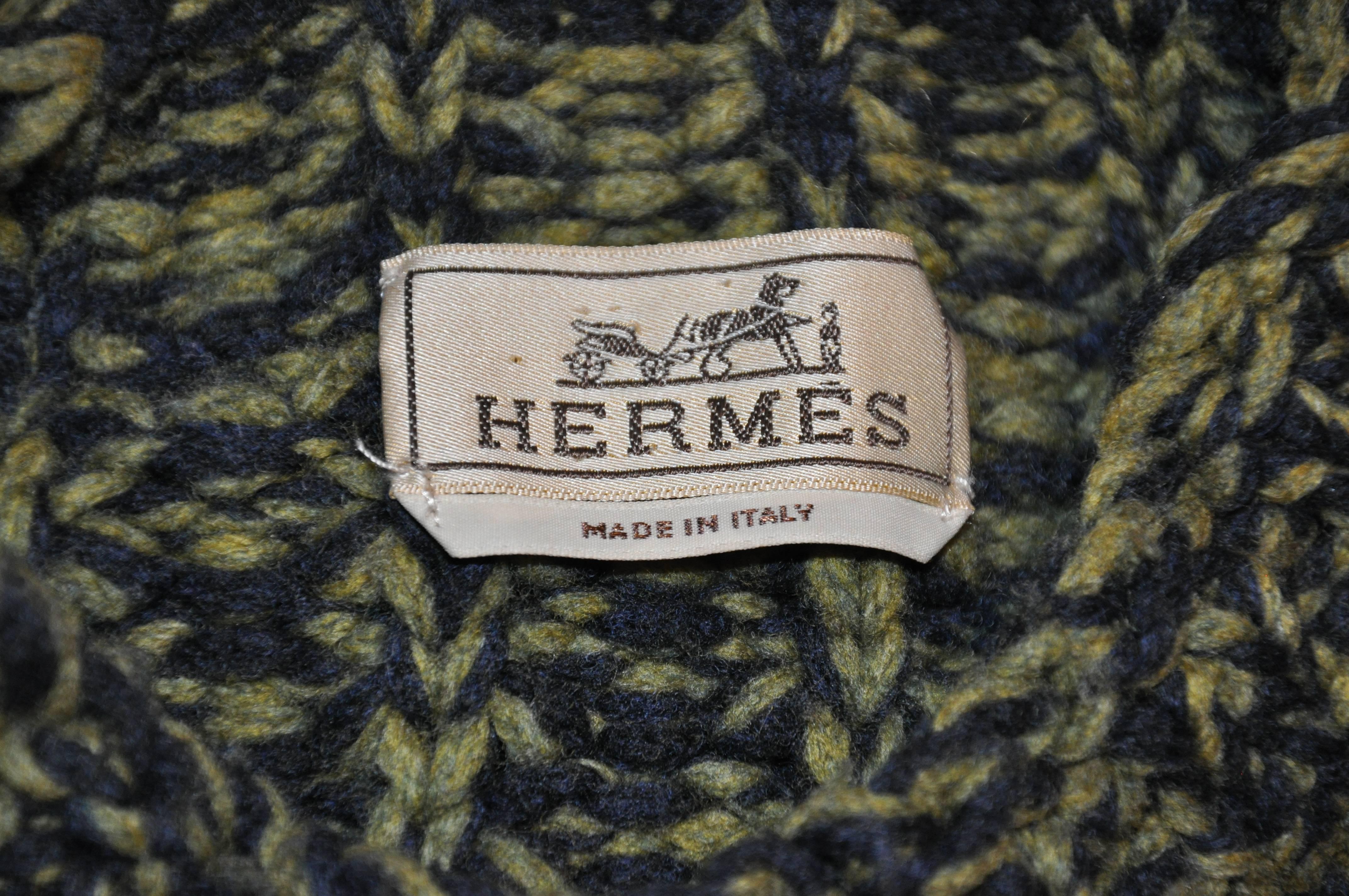         Hermes green & black wool-blend high-neck pullover measures 2