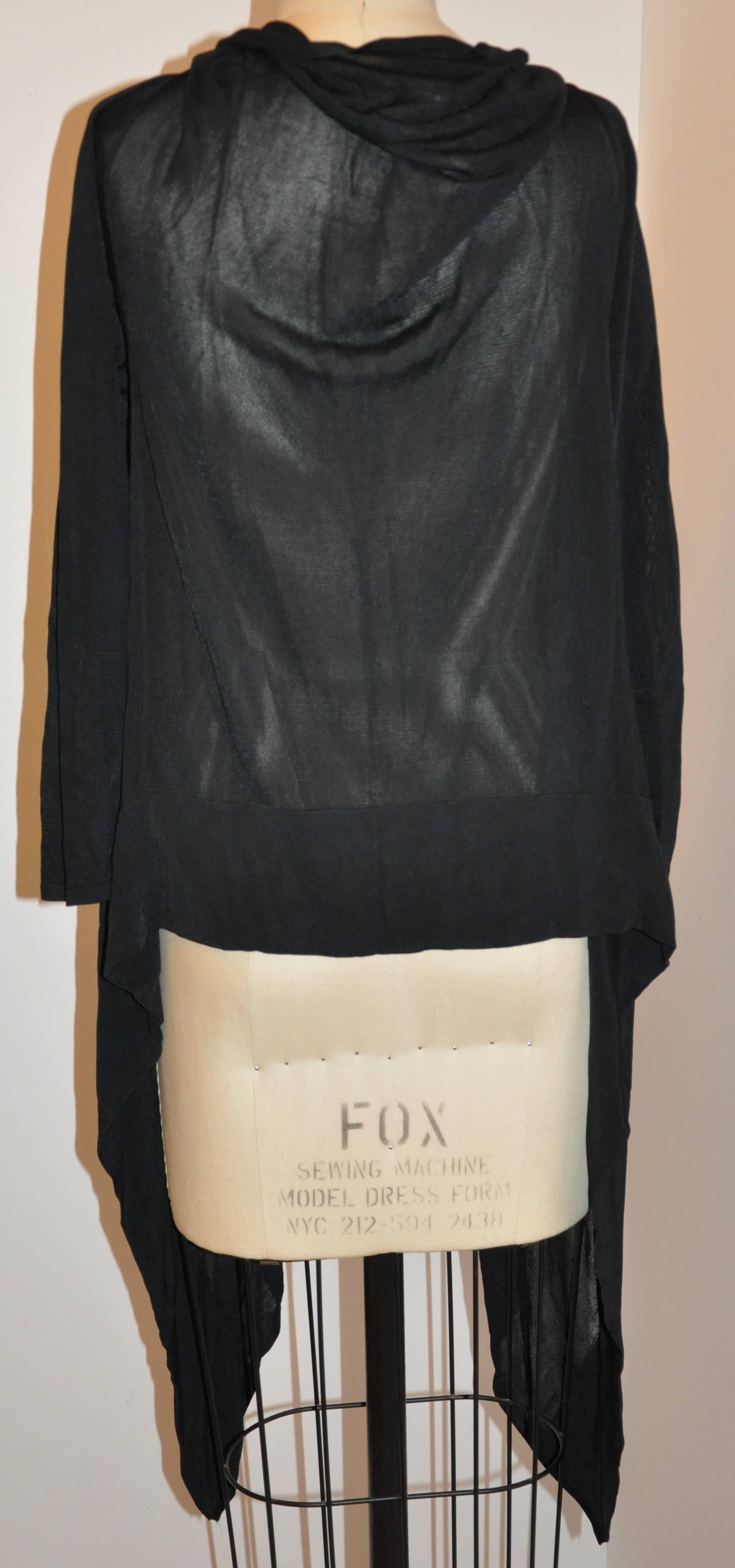 Noir Herve Leger - Cardigan ouvert drapé asymétrique en jersey noir en vente