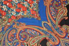 Franco Laurenti Huge Multi-Color Palsey Wool Blend with Fringed Scarf