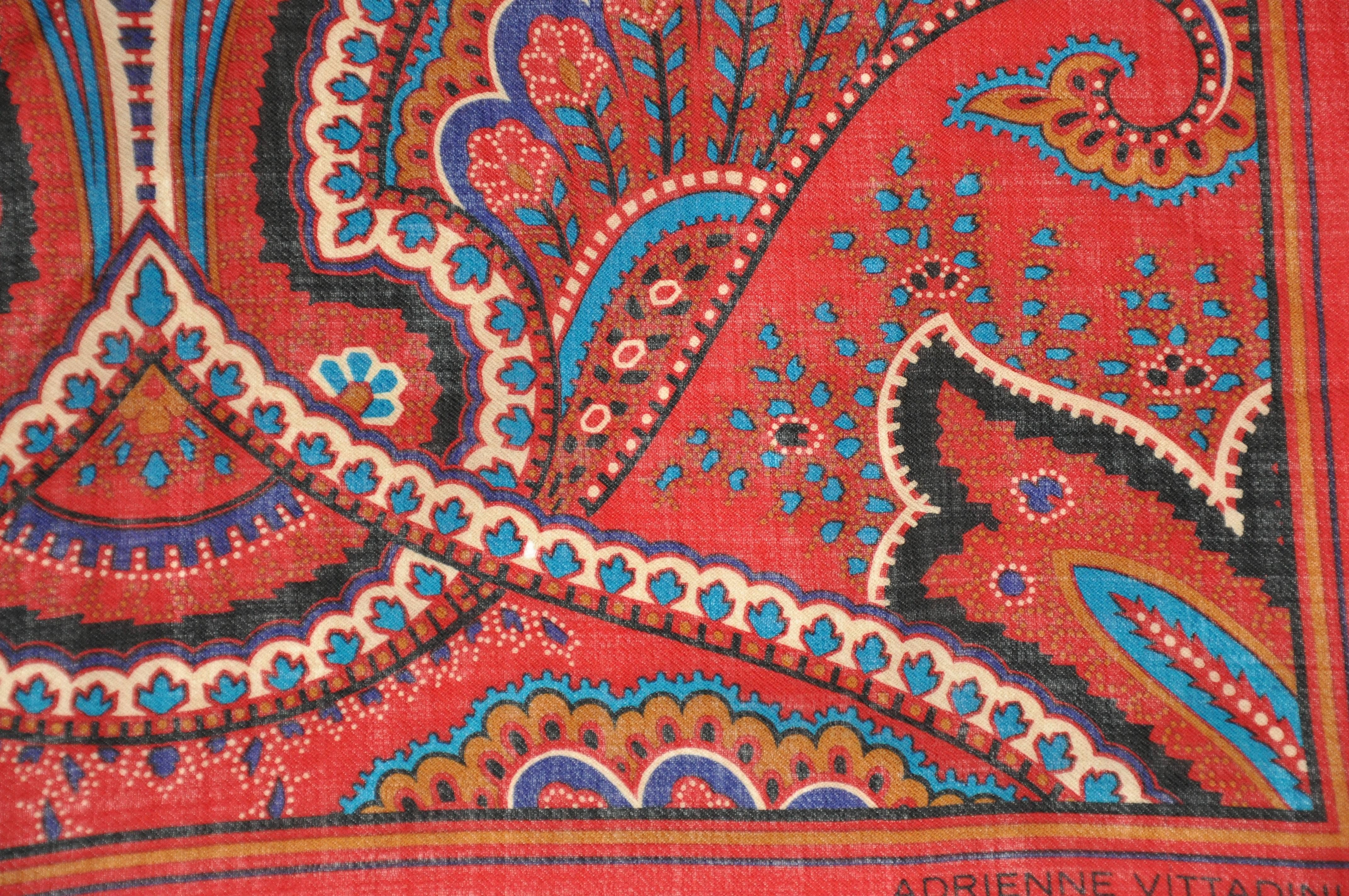 Marron Adrienne Vittadini - Challis en laine Palsey multicolore avec écharpe à franges en vente