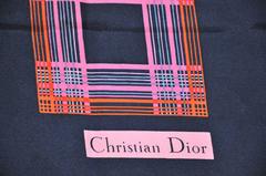 Christian Dior Navy with Multi-Color "Blocks & Stripes" Silk Scarf