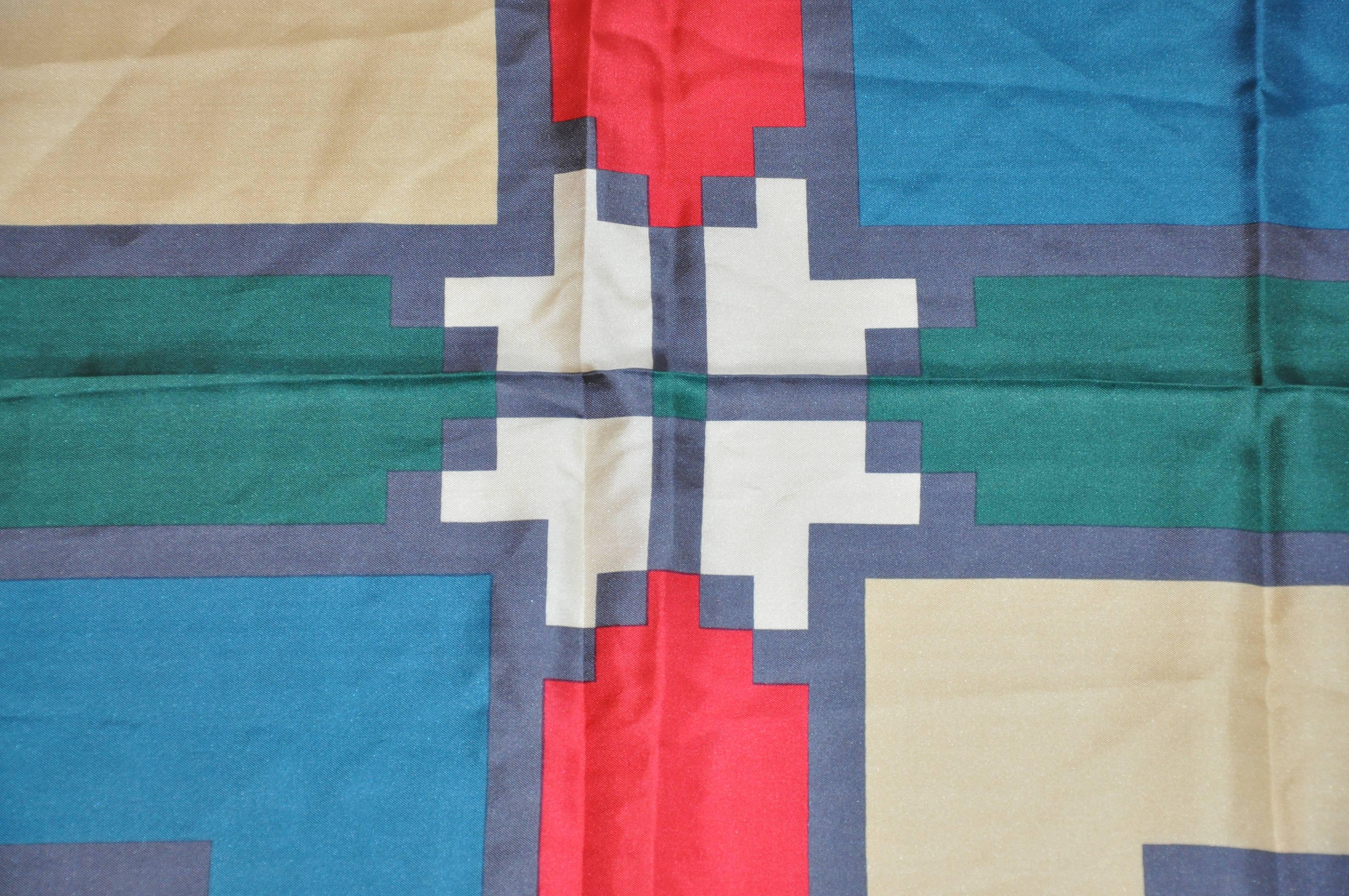        Nina Ricci bold abstract silk scarf measures 30