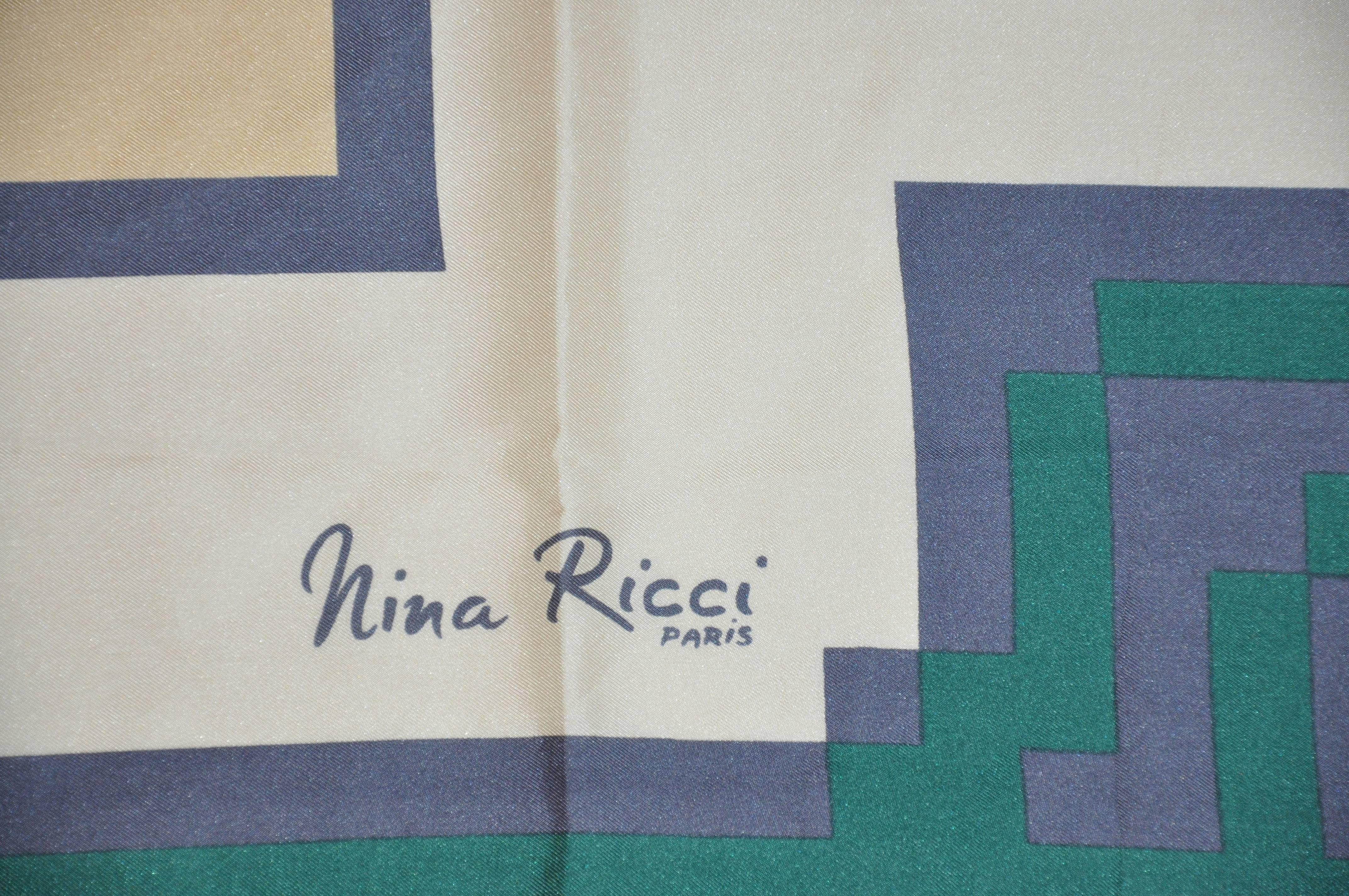 Gray Nina Ricci Bold Abstract Silk Scarf