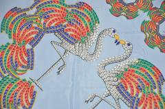 Cartier Iconic "Flamingos & Diamonds" Monogram Crepe di Chine Scarf