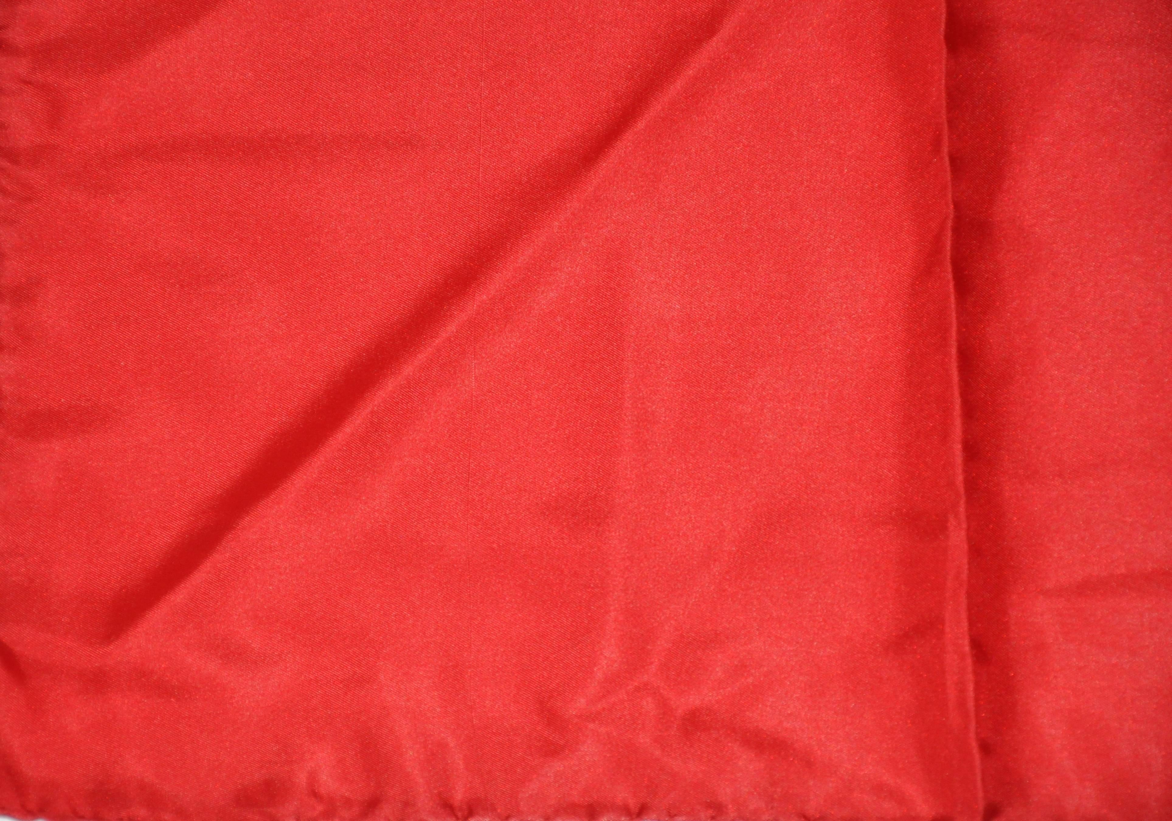        Ashear blood red silk handkerchief measures 18