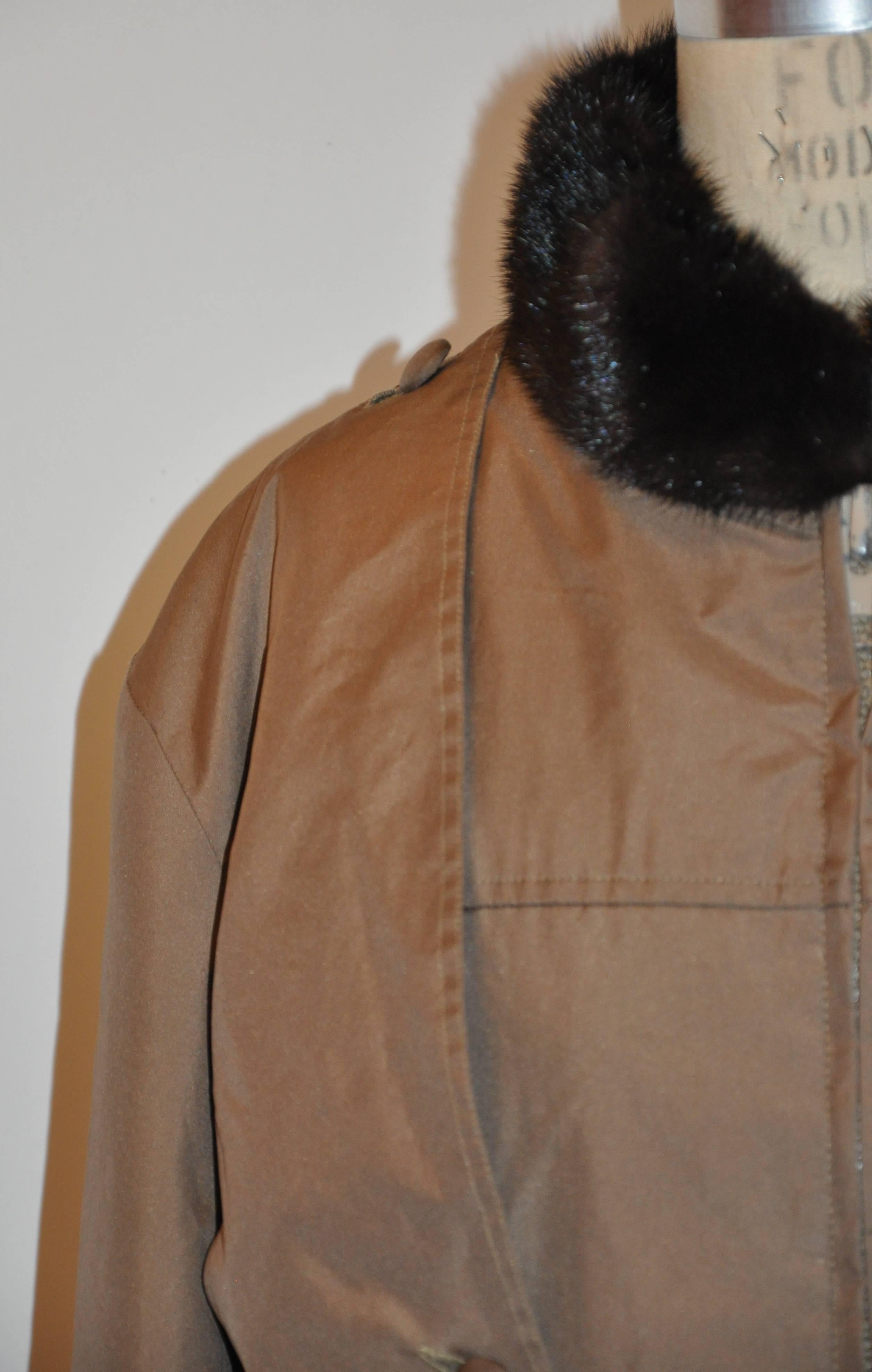 Reversible Mink & Waterproof Zipper Vest with Removable Mink Lined Sleeves In Good Condition For Sale In New York, NY