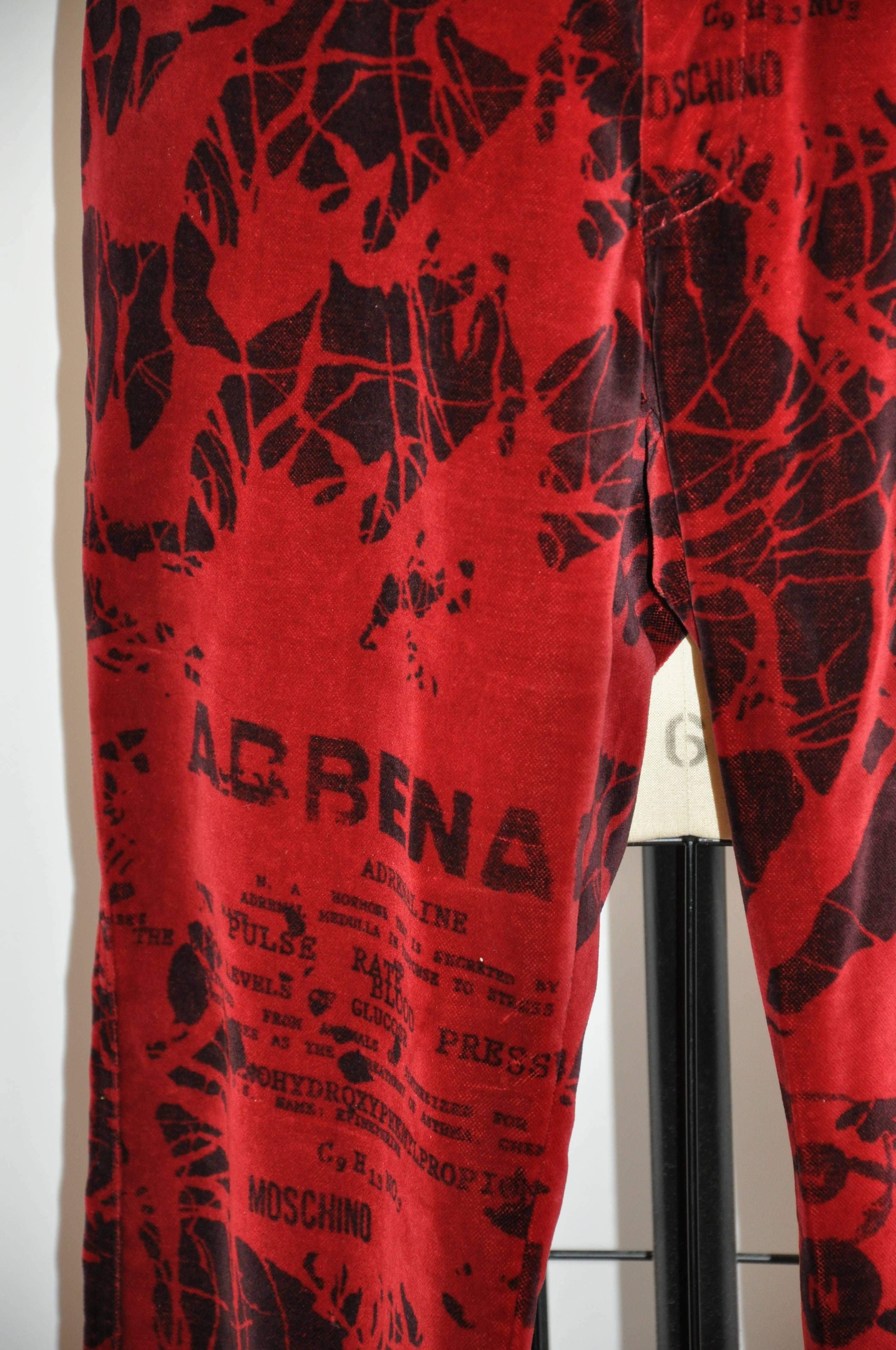         Moschino wonderful bordeaux and black cotton velvet bold abstract 