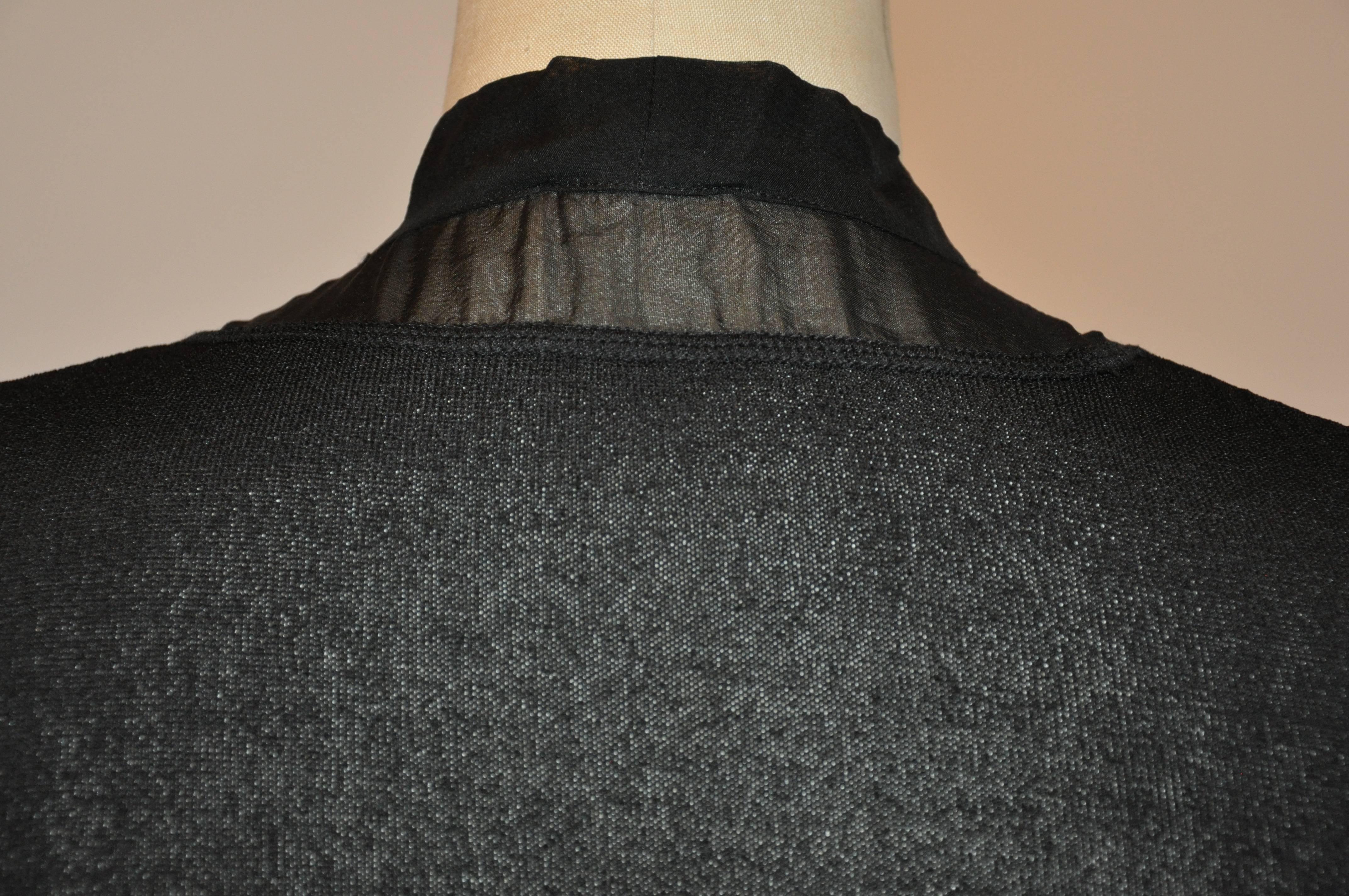 Valentino Crew Neck with Chiffon Open High-Neck Tie Collar Pullover In Good Condition For Sale In New York, NY