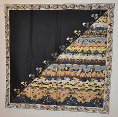 Rare Emilio Pucci Double-Sided Silk & Cotton Velvet Bold Abstract Scarf