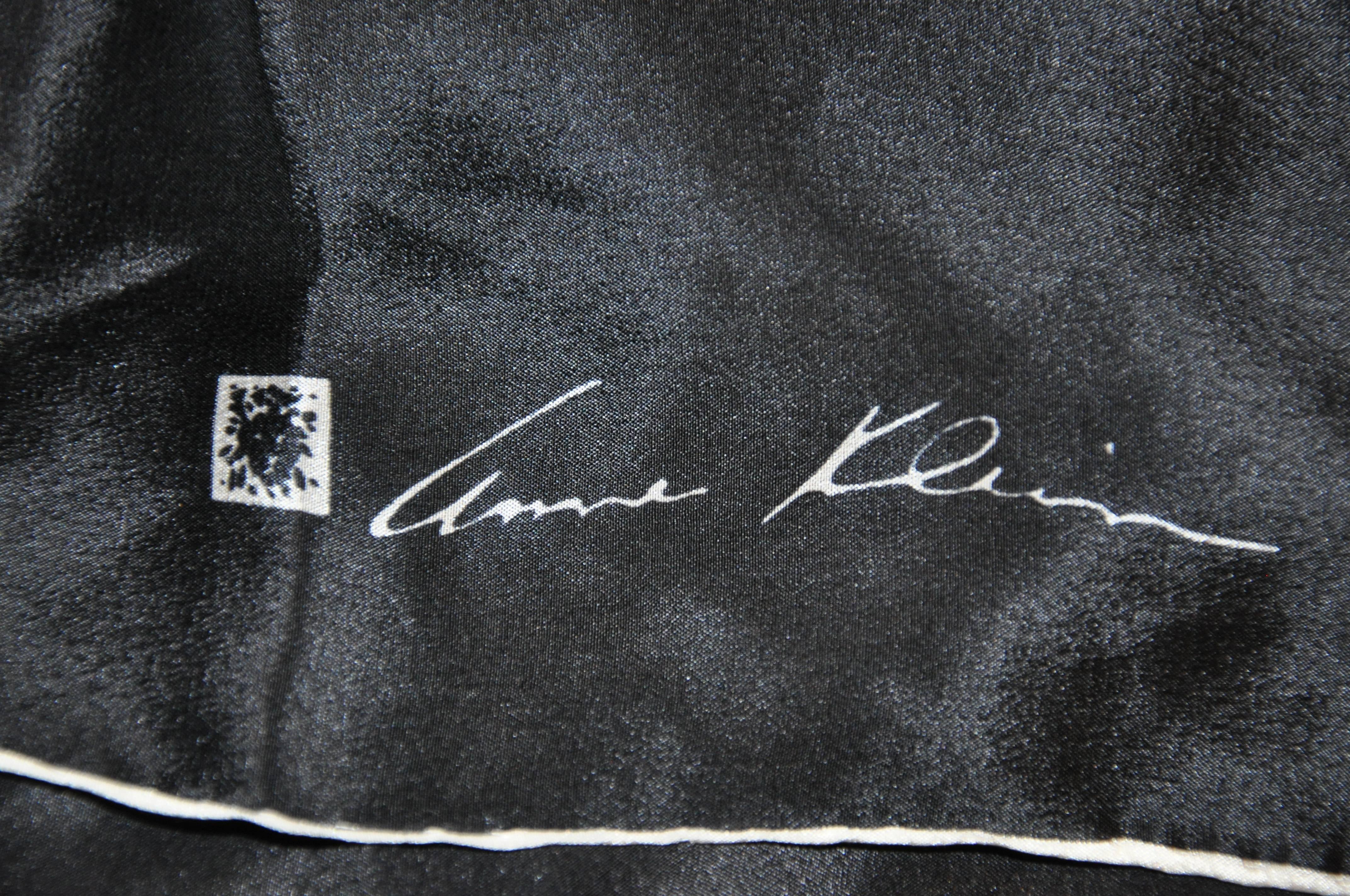         Anne Klein wonderful jet-black silk scarf measures 20