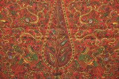 Fendi Large Rich Silk Crepe di Chine Scarf Accented with Peacocks