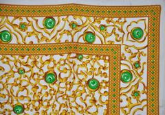 Oscar de la Renta Large Bold Elegant with Emerald Green Accent Silk Scarf