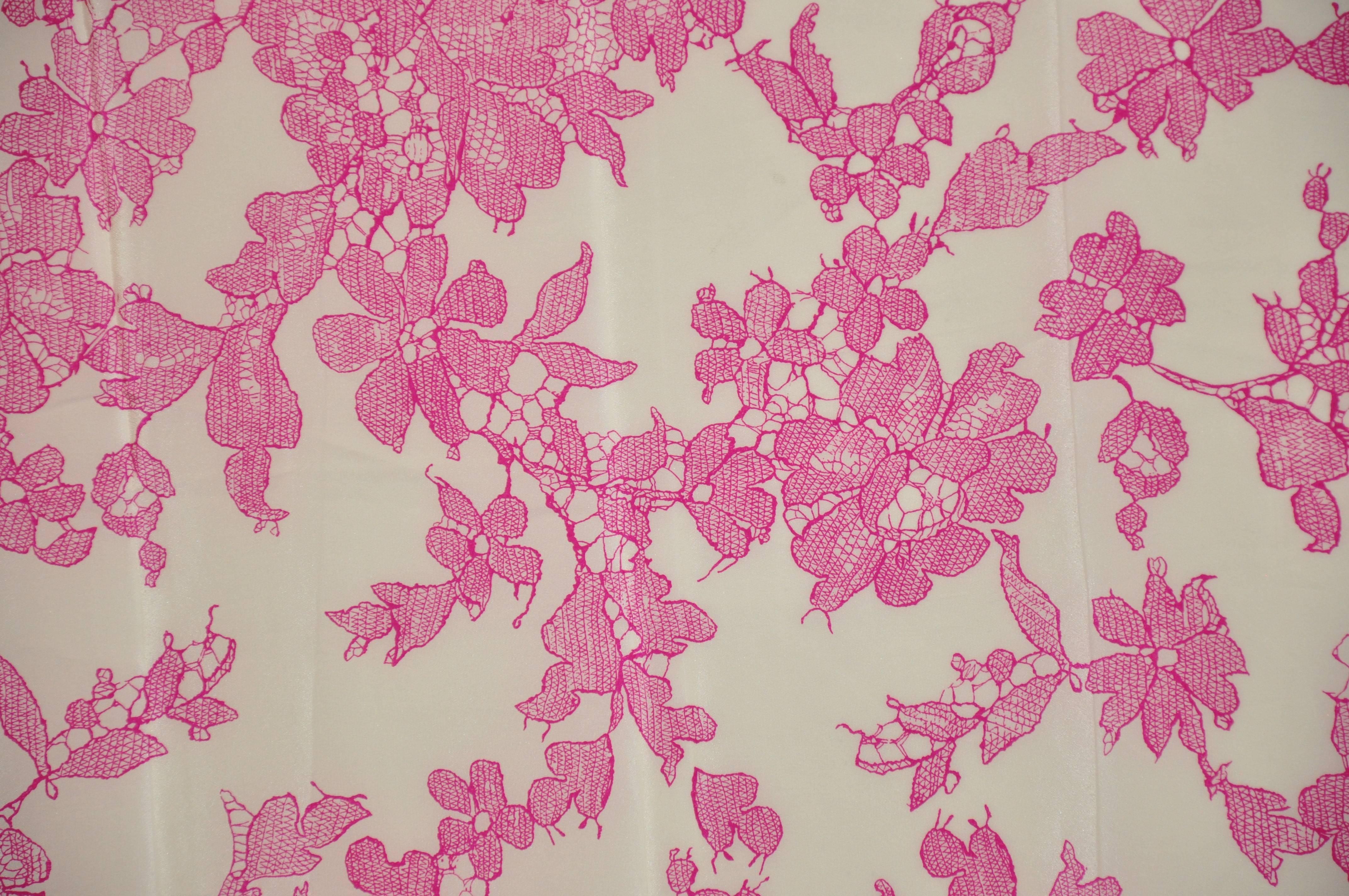 Pink Rochas Huge Fuchsia Floral Silk Scarf For Sale