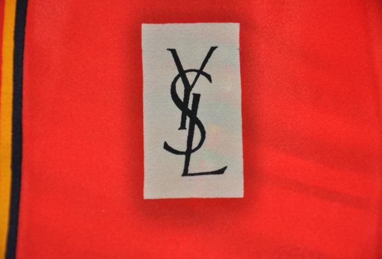 Yves Saint Laurent Multi-Stripe with Center Red Silk Scarf For Sale at ...