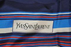 Yves Saint Laurent Red White and Blue Signature Silk Scarf