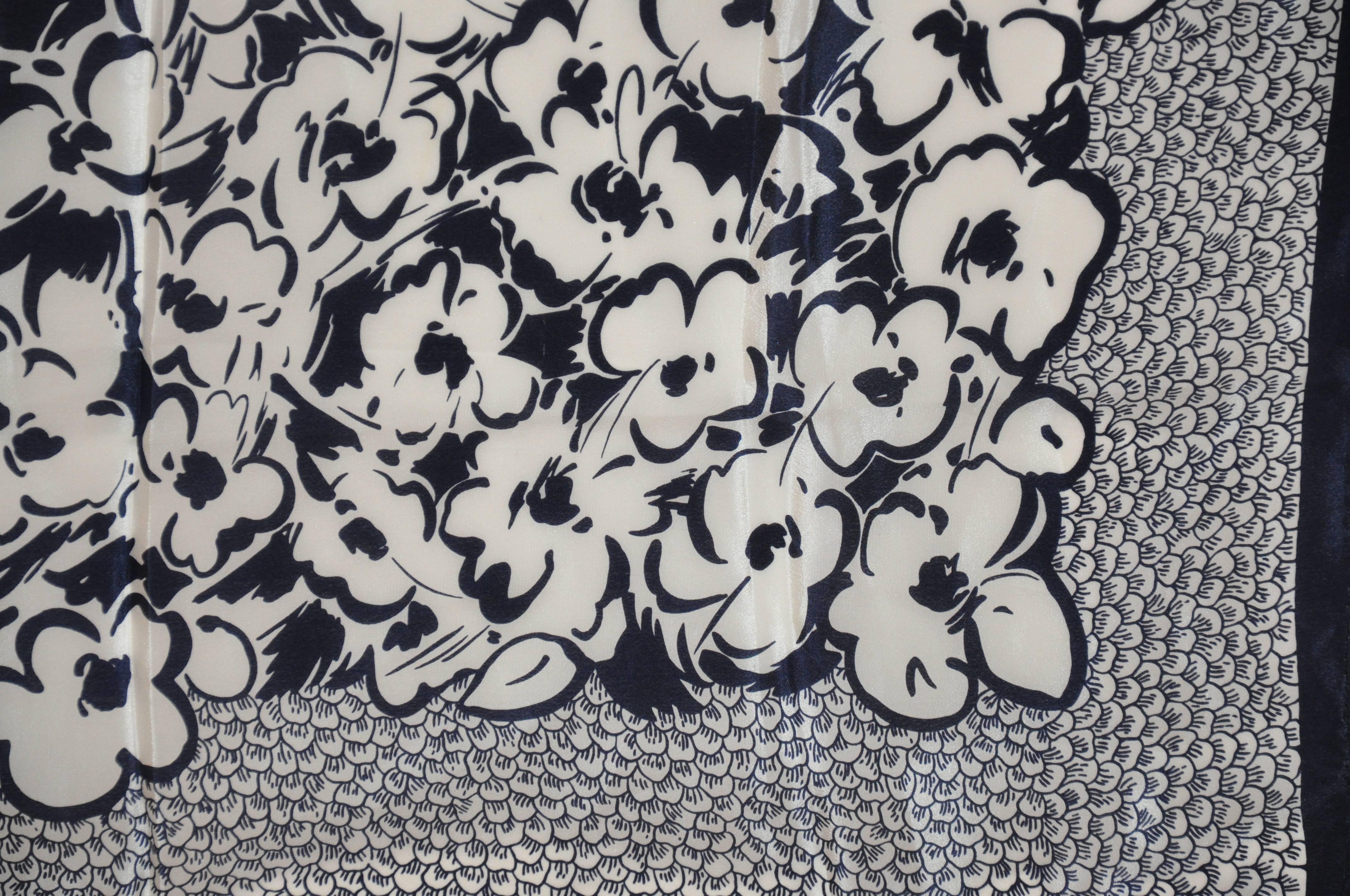 black and white floral scarf