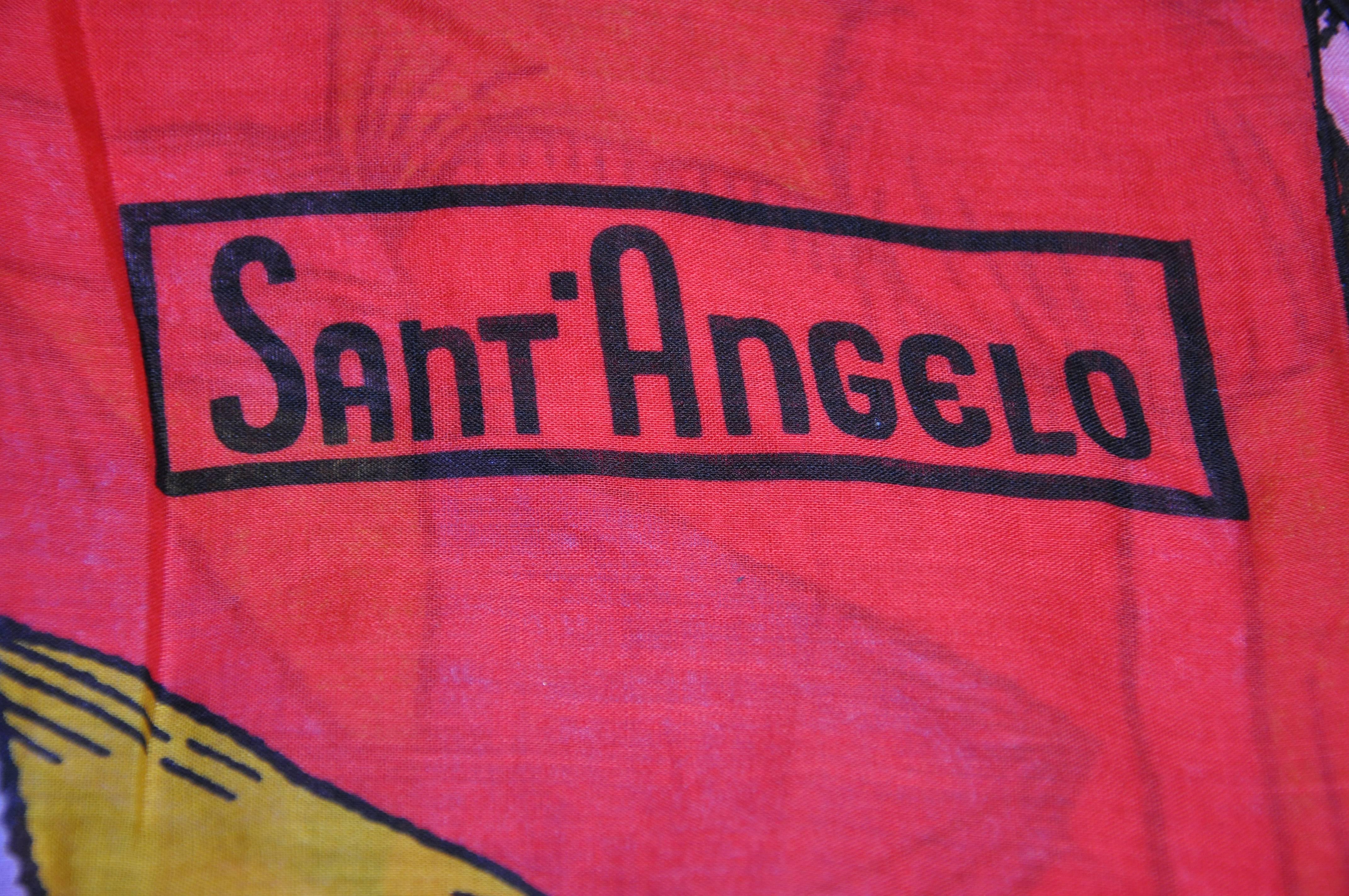         This rare Georgio Sant' Angelo wonderful whimsical bold abstract cotton scarf measures 26