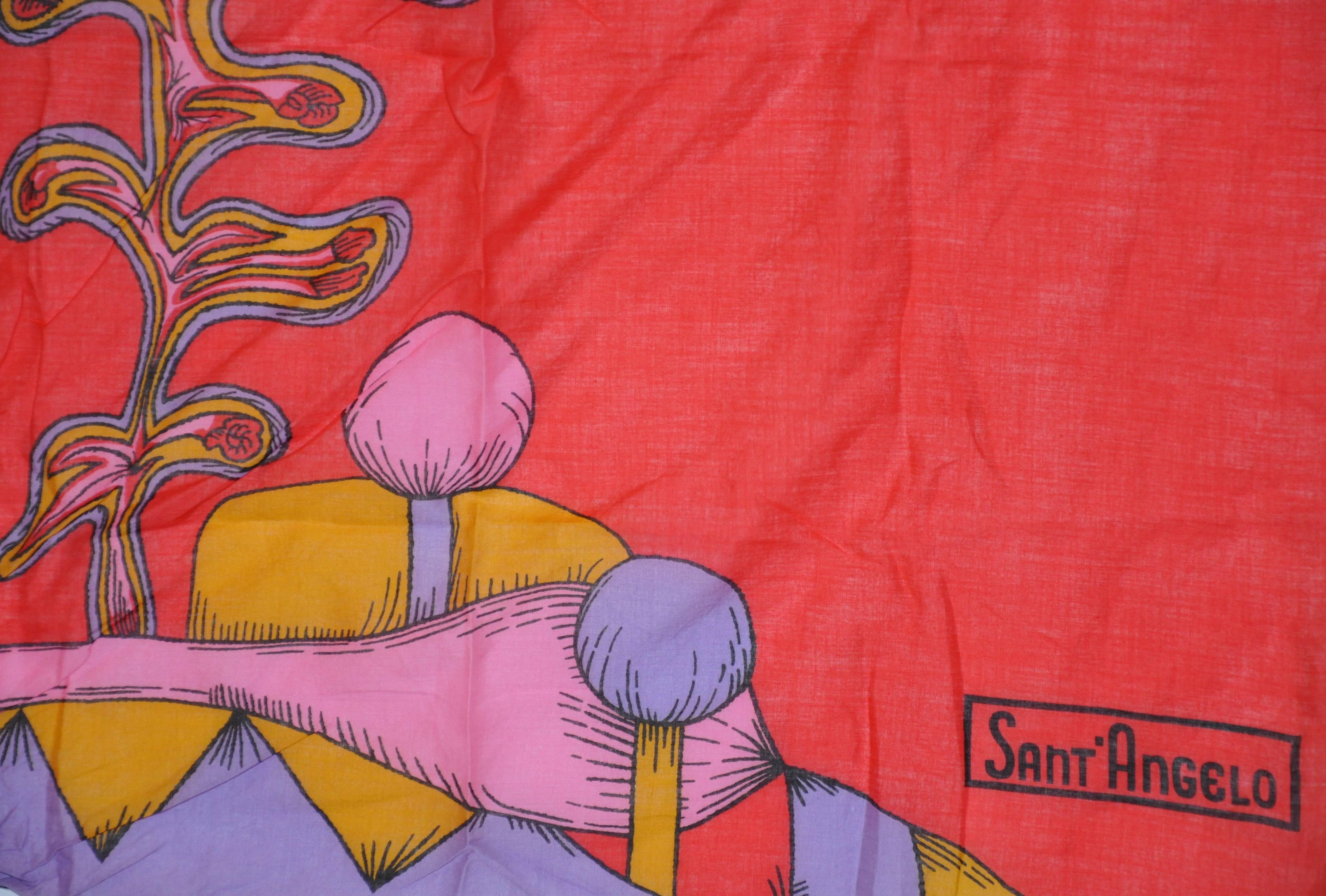 Rare Georgio Sant' Angelo Bold Abstract Cotton Scarf In Good Condition For Sale In New York, NY