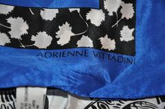 Adrienne Vittadini Bold Navy White and Black Floral Silk Scarf