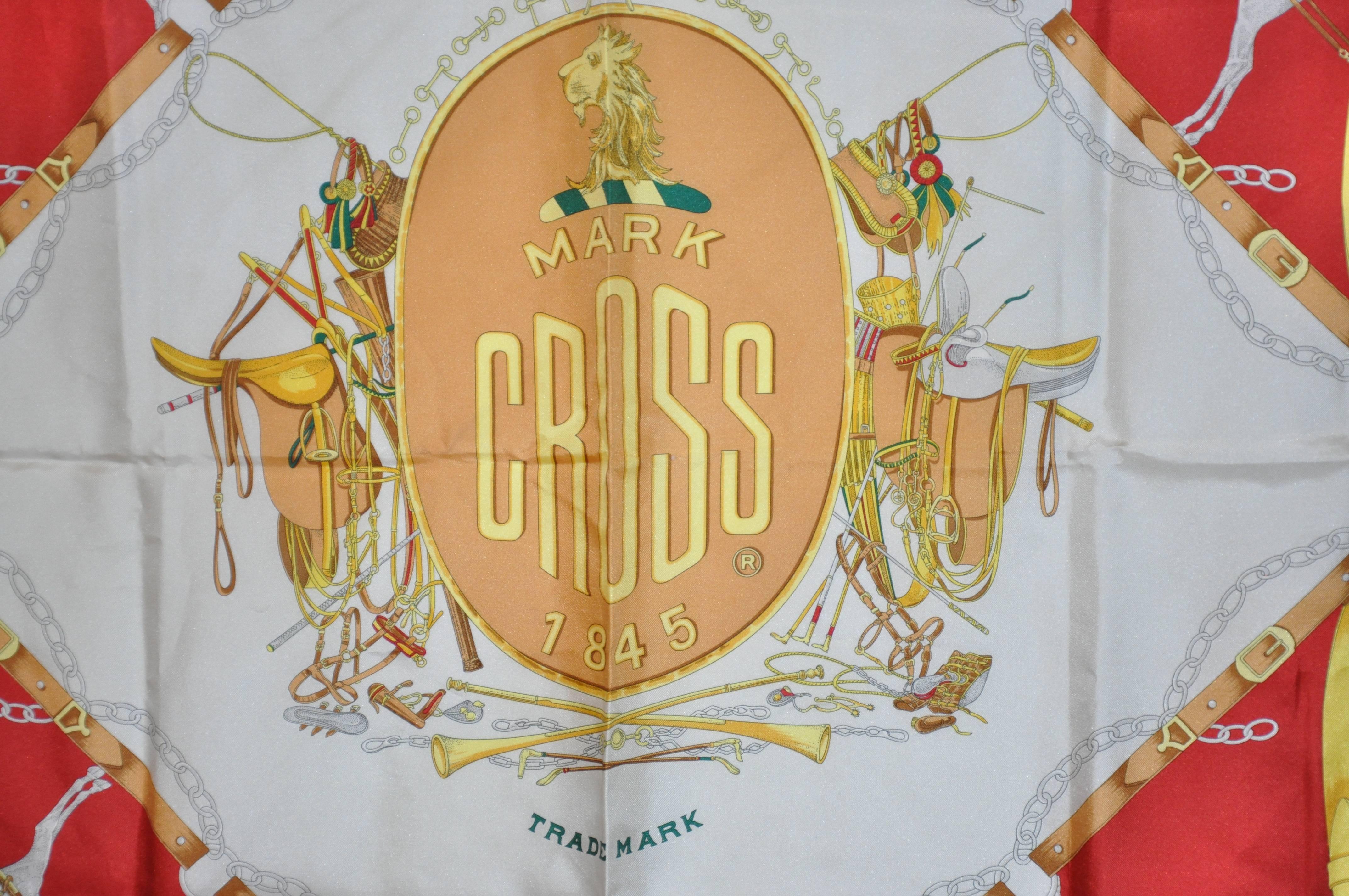       Mark Cross classic and elegant signature silk scarf measures 35