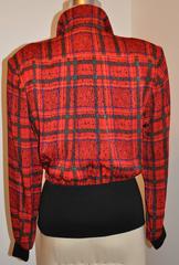 Cardiere et Cie Multi Color Silk Plaid with Wool Jersey Button Pullover