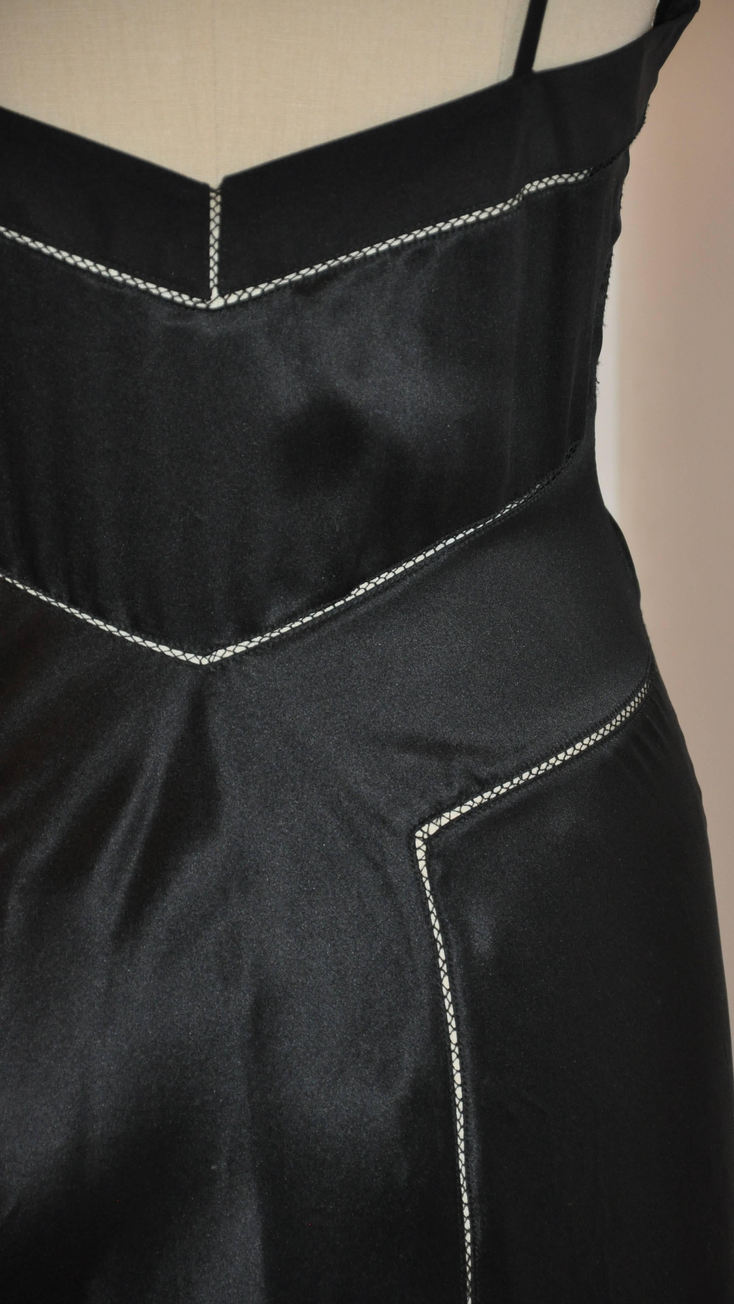 Marc Jacobs A-Line Black Silk Slip Dress Accented with Eyelet Detailing In Good Condition For Sale In New York, NY
