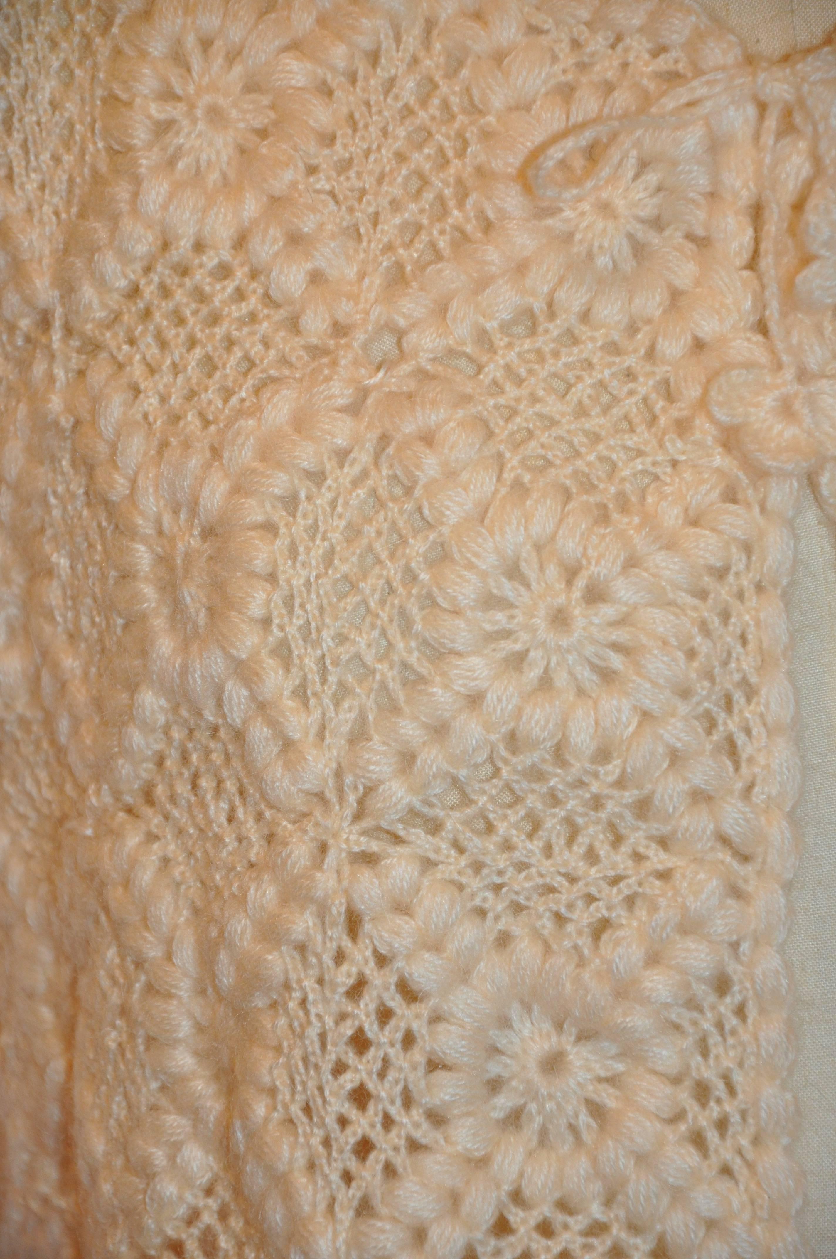 Beige Hand Crochet with Hand Embroidered Detailing Front-Tie Vest