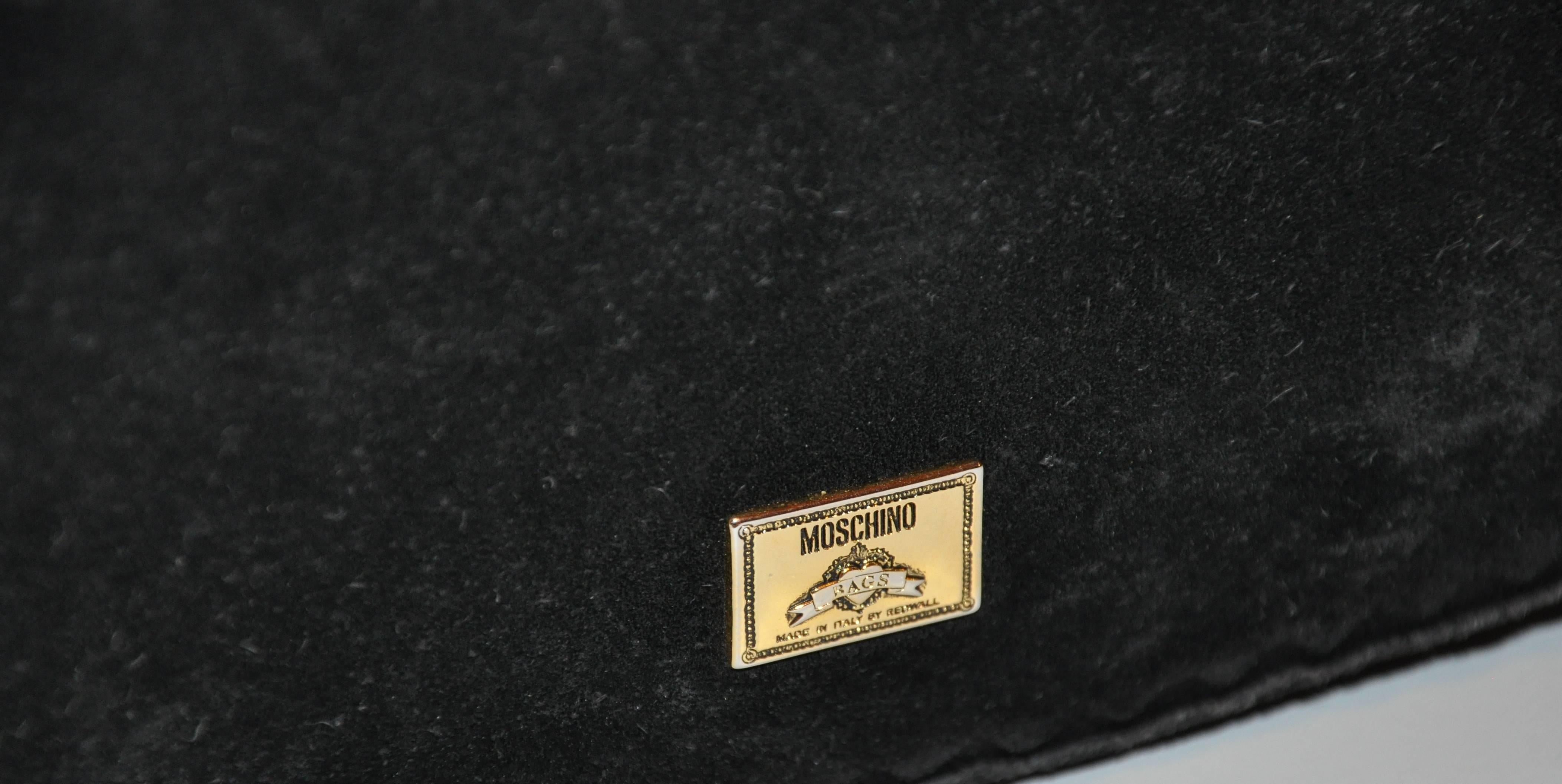 Moschino Midnight Black Lambskin Suede with Tassels Accent Shoulder Bag Bon état - En vente à New York, NY