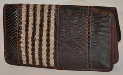 Carlos Falchi Multi-Textured Exotic Skins Coco Brown Clutch