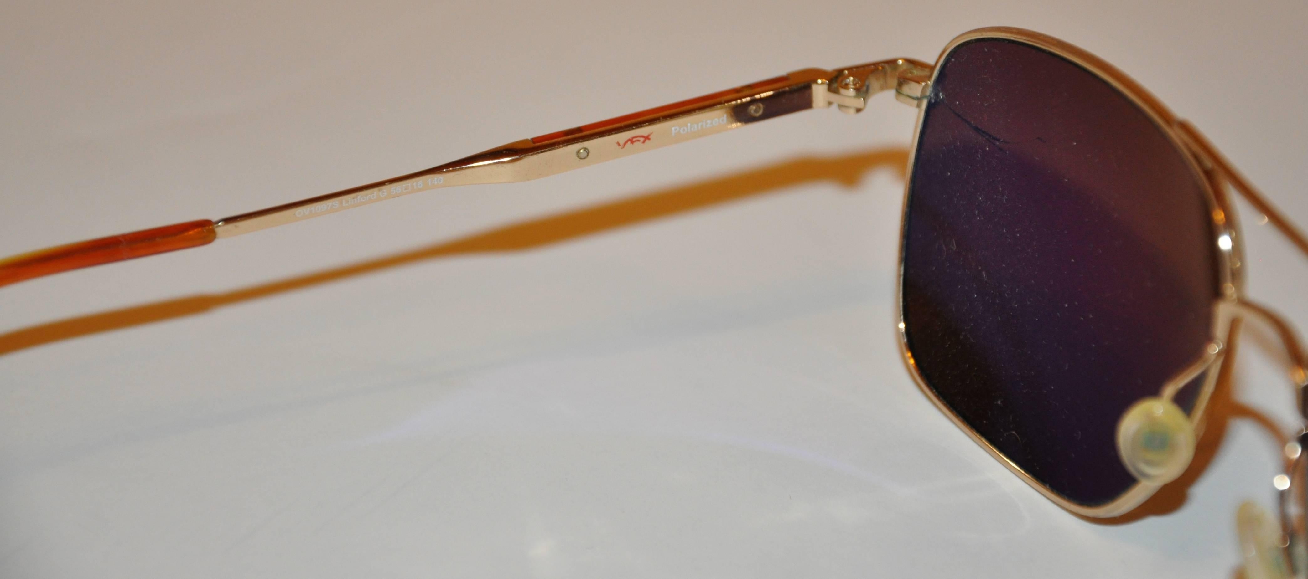 Oliver People Gilded Gold Hardware with Tortoise Shell Sunglasses In Good Condition In New York, NY