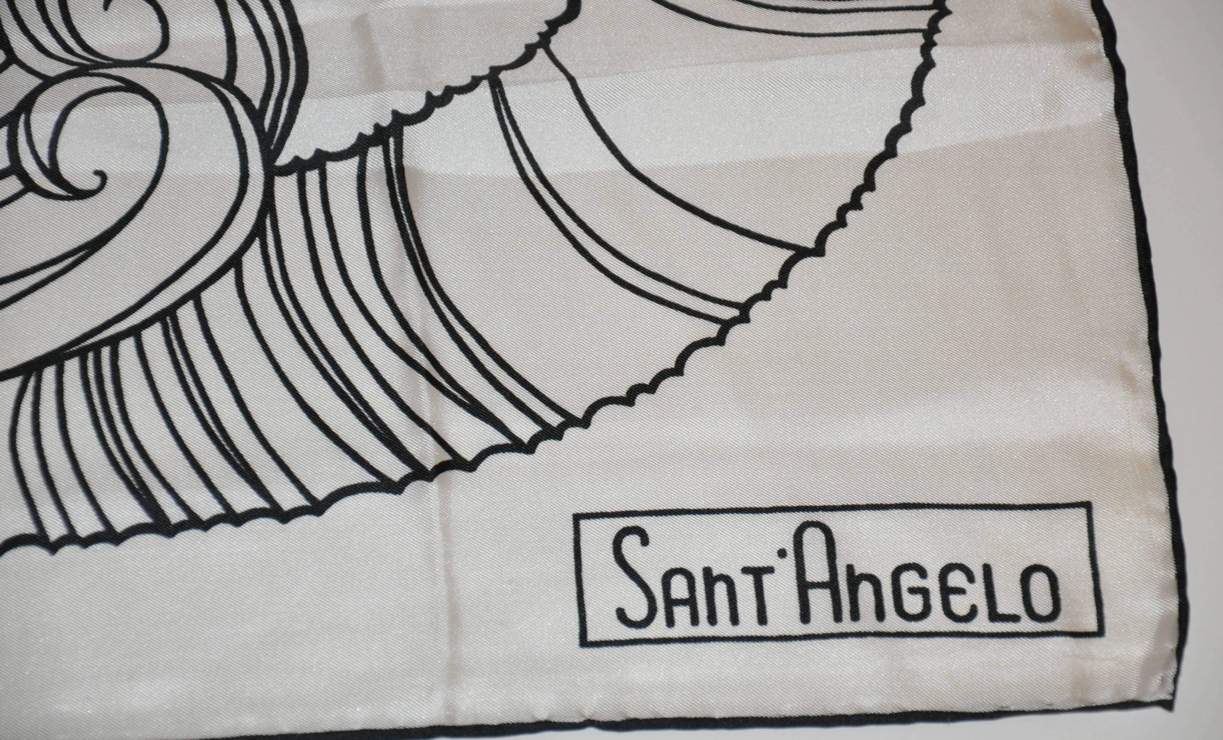 Gris Georgio Sant'Angelo - Rare écharpe en soie noire et blanche en vente